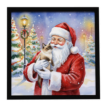 Load image into Gallery viewer, Mekong Bobtail Cat with Santa Claus Framed Metal Print