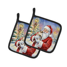 Load image into Gallery viewer, Mekong Bobtail Cat with Santa Claus Pair of Pot Holders