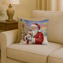 Load image into Gallery viewer, Mekong Bobtail Cat with Santa Claus Throw Pillow