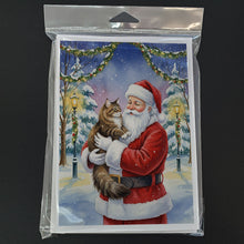 Load image into Gallery viewer, Norwegian Forest Cat Brown Tabby with Santa Claus Greeting Cards Pack of 8