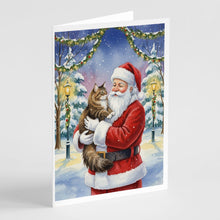 Load image into Gallery viewer, Norwegian Forest Cat Brown Tabby with Santa Claus Greeting Cards Pack of 8