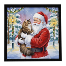 Load image into Gallery viewer, Norwegian Forest Cat Brown Tabby with Santa Claus Framed Metal Print