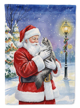 Load image into Gallery viewer, Norwegian Forest Cat Gray and White with Santa Claus House Flag