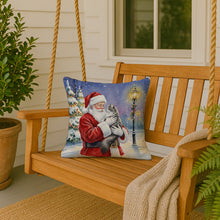 Load image into Gallery viewer, Norwegian Forest Cat Gray and White with Santa Claus Throw Pillow
