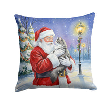 Load image into Gallery viewer, Norwegian Forest Cat Gray and White with Santa Claus Throw Pillow