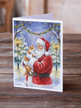 Load image into Gallery viewer, Orange and White Cat with Santa Claus Greeting Cards Pack of 8