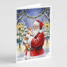 Load image into Gallery viewer, Orange and White Cat with Santa Claus Greeting Cards Pack of 8