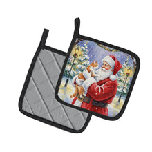 Load image into Gallery viewer, Orange and White Cat with Santa Claus Pair of Pot Holders