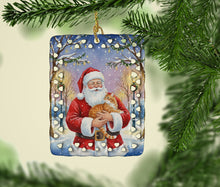 Load image into Gallery viewer, Orange Classic Tabby Cat with Santa Claus Porcelain Ornament