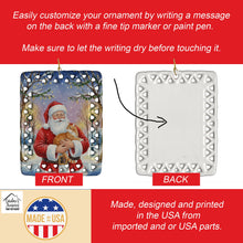 Load image into Gallery viewer, Orange Classic Tabby Cat with Santa Claus Porcelain Ornament