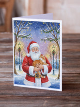 Load image into Gallery viewer, Orange Classic Tabby Cat with Santa Claus Greeting Cards Pack of 8