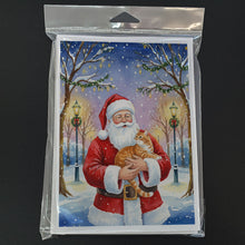 Load image into Gallery viewer, Orange Classic Tabby Cat with Santa Claus Greeting Cards Pack of 8