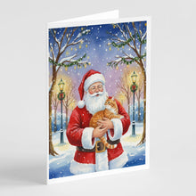 Load image into Gallery viewer, Orange Classic Tabby Cat with Santa Claus Greeting Cards Pack of 8