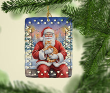 Load image into Gallery viewer, Orange Mackerel Tabby Cat with Santa Claus Porcelain Ornament