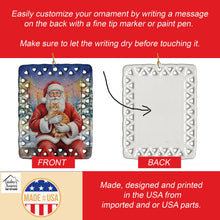 Load image into Gallery viewer, Orange Mackerel Tabby Cat with Santa Claus Porcelain Ornament