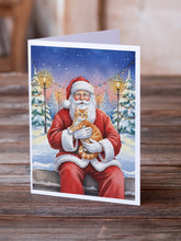 Load image into Gallery viewer, Orange Mackerel Tabby Cat with Santa Claus Greeting Cards Pack of 8