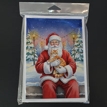 Load image into Gallery viewer, Orange Mackerel Tabby Cat with Santa Claus Greeting Cards Pack of 8