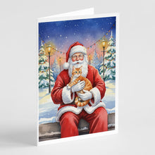 Load image into Gallery viewer, Orange Mackerel Tabby Cat with Santa Claus Greeting Cards Pack of 8