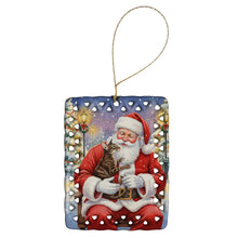 Load image into Gallery viewer, Oriental Shorthair Cat with Santa Claus Porcelain Ornament