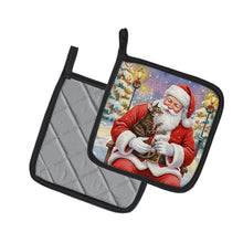 Load image into Gallery viewer, Oriental Shorthair Cat with Santa Claus Pair of Pot Holders