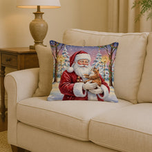 Load image into Gallery viewer, Patched Tabby Cat with Santa Claus Throw Pillow