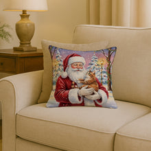 Load image into Gallery viewer, Patched Tabby Cat with Santa Claus Throw Pillow