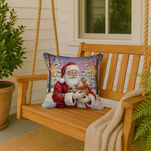 Load image into Gallery viewer, Patched Tabby Cat with Santa Claus Throw Pillow