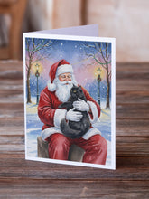 Load image into Gallery viewer, Persian Black Cat with Santa Claus Greeting Cards Pack of 8