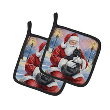 Load image into Gallery viewer, Persian Black Cat with Santa Claus Pair of Pot Holders