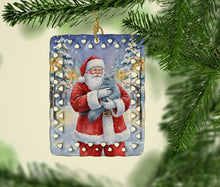 Load image into Gallery viewer, Persian Blue Cat with Santa Claus Porcelain Ornament