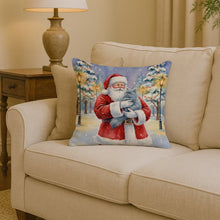 Load image into Gallery viewer, Persian Blue Cat with Santa Claus Throw Pillow