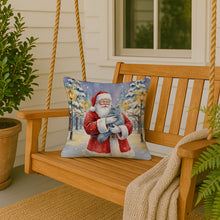 Load image into Gallery viewer, Persian Blue Cat with Santa Claus Throw Pillow