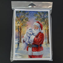 Load image into Gallery viewer, Persian White Cat with Santa Claus Greeting Cards Pack of 8
