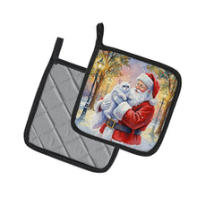 Load image into Gallery viewer, Persian White Cat with Santa Claus Pair of Pot Holders
