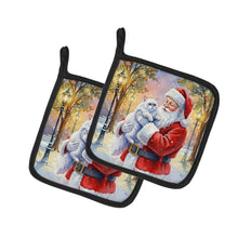 Load image into Gallery viewer, Persian White Cat with Santa Claus Pair of Pot Holders