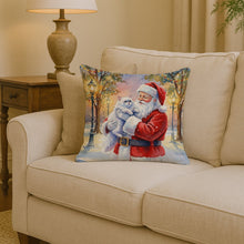 Load image into Gallery viewer, Persian White Cat with Santa Claus Throw Pillow
