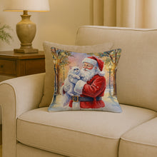 Load image into Gallery viewer, Persian White Cat with Santa Claus Throw Pillow
