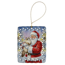 Load image into Gallery viewer, Ragdoll Bicolor Cat with Santa Claus Porcelain Ornament