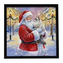 Load image into Gallery viewer, Ragdoll Blue Point Cat with Santa Claus Framed Metal Print