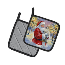 Load image into Gallery viewer, Ragdoll Blue Point Cat with Santa Claus Pair of Pot Holders