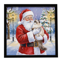 Load image into Gallery viewer, Ragdoll Cat with Santa Claus Framed Metal Print
