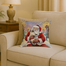 Load image into Gallery viewer, Ragdoll Seal Point with Santa Claus Throw Pillow