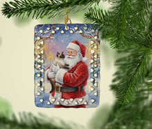 Load image into Gallery viewer, Seal Point Cat with Santa Claus Porcelain Ornament