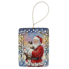 Load image into Gallery viewer, Seal Point Cat with Santa Claus Porcelain Ornament