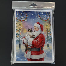 Load image into Gallery viewer, Seal Point Cat with Santa Claus Greeting Cards Pack of 8