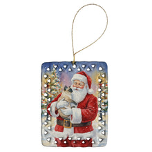 Load image into Gallery viewer, Siamese Cat with Santa Claus Porcelain Ornament