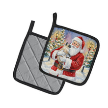 Load image into Gallery viewer, Siamese Cat with Santa Claus Pair of Pot Holders