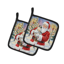 Load image into Gallery viewer, Siamese Cat with Santa Claus Pair of Pot Holders