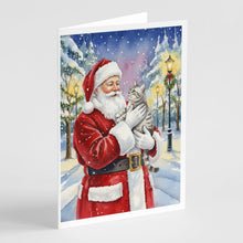 Load image into Gallery viewer, Silver Classic Tabby Cat with Santa Claus Greeting Cards Pack of 8