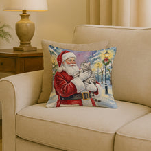 Load image into Gallery viewer, Silver Classic Tabby Cat with Santa Claus Throw Pillow